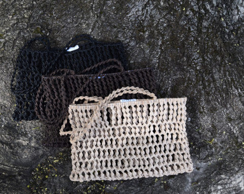 MAKRAMOWA TOREBKA SKÓRZANA BAGUETTE BAG