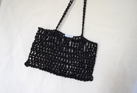 MAKRAMOWA TOREBKA SKÓRZANA BAGUETTE BAG