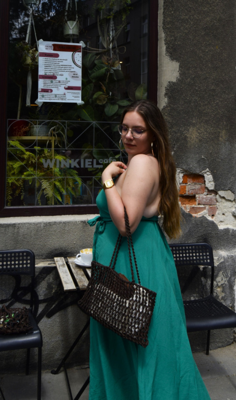 MAKRAMOWA TOREBKA SKÓRZANA BAGUETTE BAG