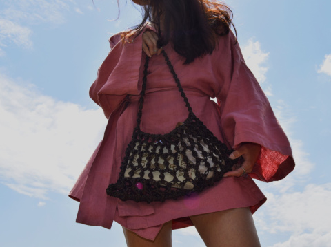 MAKRAMOWA TOREBKA SKÓRZANA MOON BAG