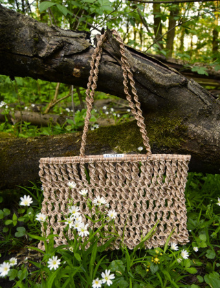 MAKRAMOWA TOREBKA SKÓRZANA BAGUETTE BAG