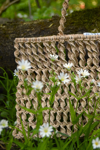 MAKRAMOWA TOREBKA SKÓRZANA BAGUETTE BAG